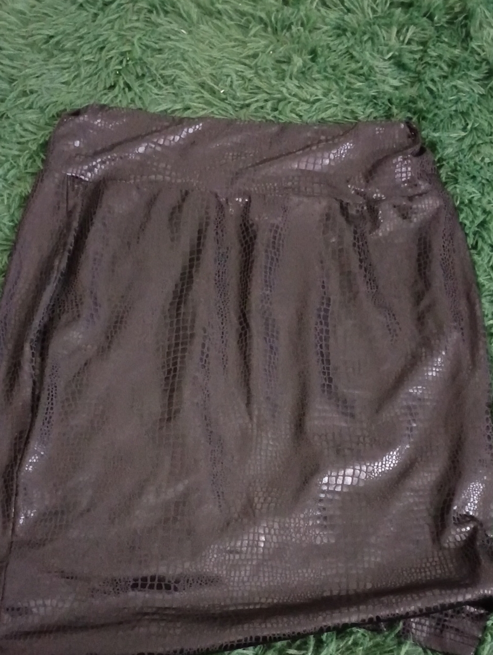 Fashion Nova Black Snake-Embossed Mini Skirt